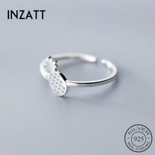 INZATT Real 925 Sterling Silver Minimalist Hollow Pineapple Opening Ring For Women Fruit Party Fine Jewelry Punk Accessories 2024 - buy cheap