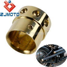 Motorcycle Old School Brass Drilled Exhaust End Tip 1-3/4" Diameter Exhaust Mufler Pipe For Harley XS650 Bobber Chopper 2024 - buy cheap