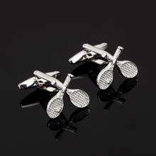 Tennis Racket Cufflinks Silver Color Copper Nolvety Sport Design Best Gift For Men Cuff Links Wholesale&retail 2024 - buy cheap