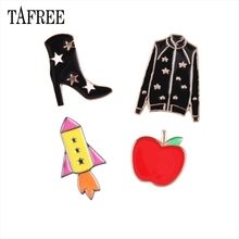 TAFREE Star-zapatos de tacón alto con broche, alfileres de solapa con forma de cohete, broche ambiental, insignia de esmalte, joyería de moda 2024 - compra barato