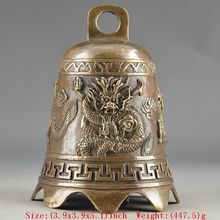 Antiguo raro, martillado hecho a mano, latón chino, dragón antiguo, relieve, decoración estilo campana, herramientas de cobre para boda 2024 - compra barato