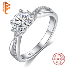 Belawang design exclusivo cruz anéis com clara cz cristal feminino dedo anéis 925 original prata jóias festa de casamento presente 2024 - compre barato