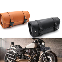 1pcs Motorcycle Retro PU Leather Tool Bag Handlebar Sissy Bar Saddlebag Roll Barrel Bag Universal For Harley Honda Kawasaki 2024 - buy cheap