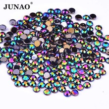 JUNAO 4mm Black AB Crystal Small Nail Rhinestones Non Hotfix Strass Flatback Acrylic Stones Round Diamond Beads for DIY Crafts 2024 - buy cheap