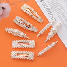 Fashion handmade Gold Silver 1PC Pearl Imitation Hair Clip Snap Barrette Stick Hairpin Hair Styling Accessories For Women Girls 2024 - buy cheap