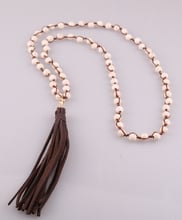 Free Shipping fashion White Stones Long Tassel Pendant Necklace Handmade Women Jewelry 2024 - buy cheap