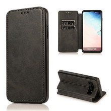 Из искусственной кожи чехол-портмоне для samsung Galaxy S10 плюс S8 S9 Note 9 чехол-книжка с откидной крышкой и с отделением для карт, на магните с застежкой 2024 - купить недорого