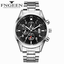 FNGEEN Fashion Luxury Brand Men Watch Stainless Steel Belt Waterproof Calendar Business Quartz Wrist Watches relogio masculino 2024 - buy cheap
