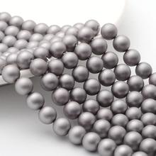 Carcasa redonda de perlas esmeriladas para cuentas, gris claro, 8mm, agujero: 1mm; Alrededor de 52 uds/hebras, 15,7" 2024 - compra barato