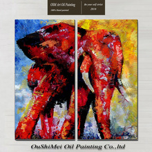 Artist Handmade High Quality Abstract Red Elephant Oil Painting On Canvas Hand-painted Abstract Elephant Decorative Painting 2024 - buy cheap