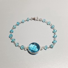 Lii Ji apatito-pulsera hecha a mano para mujer, de Plata de Ley 925 con cristal azul, chapado en oro de 18K, envío directo 2024 - compra barato