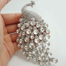 4,33 "estilo de moda Pavo Real pájaro broche novia dama de honor boda Diamante de imitación cristal 2024 - compra barato