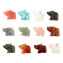 Fashion 12pcs Mixed Natural Stone Carved Elephant Pendants Charms For Jewelry Making Fit Diy Necklace Accessories Wholesale 2024 - buy cheap