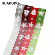 HUADODO 25mm 10meters Christmas Organza Ribbon Printed tape for  DIY Gift wrapping Christmas Ribbons decoration 2024 - buy cheap