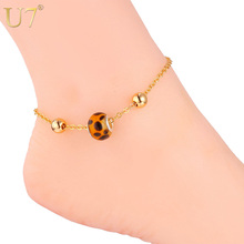 U7 Foot Jewelry Ankle Bracelets For Women Trendy Gift Gold Color Leopard Print Anklet Leg Bracelet A316 2024 - buy cheap