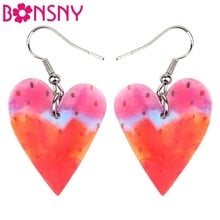 Bonsny Acrylic Valentine's Day Red Spotted Heart Earrings Drop Dangle Sweet Cute Jewelry Charms Gift For Women Girls Gift Bijoux 2024 - buy cheap