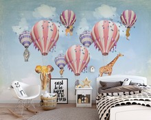 Bacaz воздушный шар жираф слон животные 3D мультфильм обои роспись для детской комнаты 3d мультфильм наклейка 3d обои 2024 - купить недорого