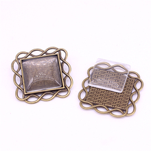 10set Antique Bronze Square 33*33mm(Fit 20*20mm dia)  Pendant Blanks Fit Jewelry Making Charms + Clear Glass Cabochons A3154-1 2024 - buy cheap