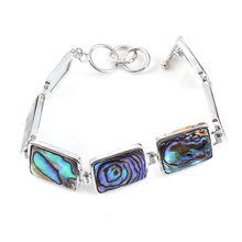 KFT Trendy Silver Plated Rectangle Shape Natural Colorful Abalone Shell Bracelet Fashion Jewelry For Christmas Gift 2024 - buy cheap
