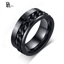 8mm Men's Stainless Steel Roman Numerals Chain Spinning Rings Black 2024 - buy cheap