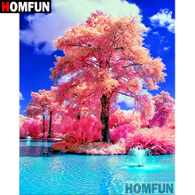 HOMFUN-pintura de diamante redondo/cuadrado completa, cuadro artesanal 5D, bordado de "árbol rosa", punto de cruz, regalo de decoración del hogar 5D A07596 2024 - compra barato