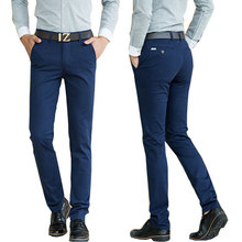 Calça casual masculina de algodão, calça slim para homens de negócios em cor sólida, tamanho 28-38, primavera e outono, 2020 2024 - compre barato