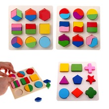 Дети 3D головоломки деревянные игрушки красочные геометрические формы познания деревянные головоломки Дети раннего обучения образовательные игрушки Монтессори 2024 - купить недорого