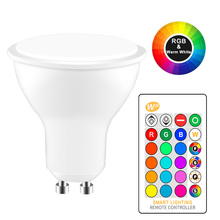 Bombilla LED GU10 de alta potencia, lámpara RGB de 8W, 110V, 220V, 16 colores cambiables con control remoto IR 2024 - compra barato