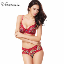 Retro Peacock print young women lace bra set,sexy vintage floral intimates big size push up brassiere and lingerie set BS235 2024 - buy cheap