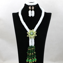 2017 Elegant White African Women Costume Wedding Beads Jewelry Set Green Coral Beaded Jewelry Accessories Free Shipping QW223 2024 - buy cheap