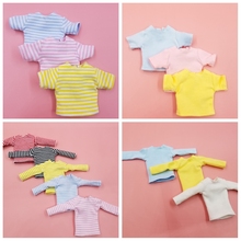 Camiseta a rayas de Color puro, camisa de manga corta larga para muñecas Blyth Licca barbi 1/6, accesorios, ropa para muñecas, 1 ud. 2024 - compra barato