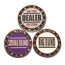3PCS/Set 1 Dealer 1 Small Blind 1 Big Blind Poker Chips Set Poker Games Accessory Brass Poker Card Guard 2024 - buy cheap