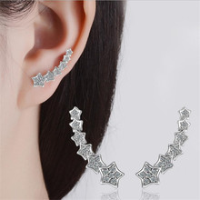 Charm Crystal Star Female Stud Earrings For Girl Birthday Gift Trendy Silver Plated Earrings Lady Women Christmas 2024 - buy cheap