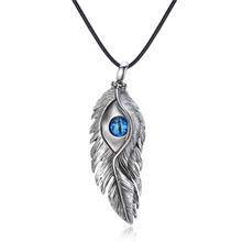 1Pc Unique Blue Stone Eye Feather Pendant Necklace For Men Women Ethnic Devil Eye Necklace Rope Chain Bead Chain Jewelry N233 2024 - buy cheap