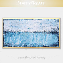 Artist Hand-painted High Quality Abstract Light Blue Oil Painting on Canvas Beautiful Wall Art Knife Painting Wall Picture Decor 2024 - buy cheap