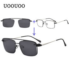 UOOUOO square sun glasses Men Full Rim metal frame prescription glasses polarized sunglasses men clip on sunglasses or frame 2024 - compre barato