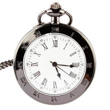 Antique Roman Numerals Quartz Pocket Watch Necklace Pendant for Men & Women Simple Fob Watches with Chain Black and White Clock 2024 - buy cheap
