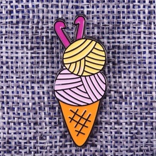 Ice cream pin crochet yarn ball brooch waffle cone cute food badge summer jewelry dessert sweet tooth lover gift knitters flair 2024 - buy cheap
