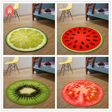 Alfombra redonda con estampado 3D de frutas, suave, antideslizante, para silla de ordenador, Kiwi, sandía, para habitación de niños, decoración del hogar 2024 - compra barato