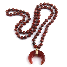 MOODPC Fashion Natural Semi Precious Empire Stones with Charm Pendant Handmade Necklace Women Jewelry 2024 - buy cheap