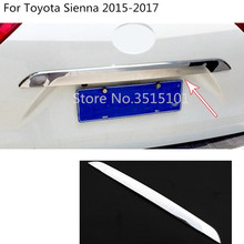 Estilo do carro abs chrome porta traseira licença bagageira amortecedor quadro placa guarnição tronco capa 1 pçs para toyota sienna 2015 2016 2017 2018 2024 - compre barato