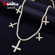 Zircon Cross Pendant Necklace Chain Gold Color Men's Hip Hop Jewelry 2024 - buy cheap