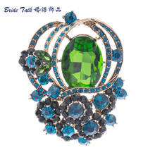 Vintage Style Art Dero Flower Pendant Brooch Pins Woman Green Crystal Rhinestone Broach 6590 2024 - buy cheap