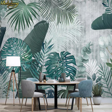 beibehang Custom wallpaper Nordic hand-painted tropical plants leaves modern minimalist TV background wall painting 3d wallpaper 2024 - buy cheap