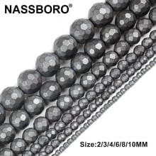 Metal Gray Faced Round Hematite Beads Natural Stone Loose beads For Jewelry Making Bracelet DIY Accessories 2/3/4/6/8/10/12mm 2024 - buy cheap