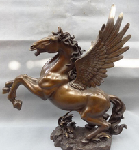 xd 002059 22" Folk Chinese Pure Bronze Year Zodiac Legend FengShui Fly Uo Horse Statue 2024 - buy cheap