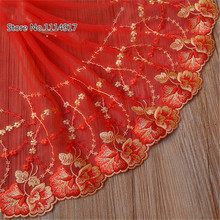 Popular Product!!! Red Mesh Embroidered  Lace Trim Doll Clothes Lace Fabric DIY Craft Width 24cm 5Yds/lot 2024 - buy cheap