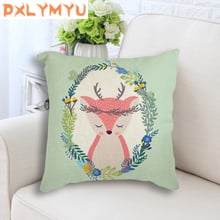 Nordic Cushion Woodland Animal Flower Art Painting Cartoon Rabbit Fox Printed Decorative Cushion for Sofa Throw Pillow 2024 - buy cheap