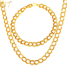 Conjunto de joyería de Color dorado U7 para hombre, conjunto de collar y pulsera gruesa, joyería etíope S765, venta al por mayor 2024 - compra barato
