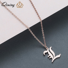 QIMING Stainless Steel Metal Korean Necklace Women L Initial A - Z 26 Letter Old English Style Vintage Pendant Necklace Girls 2024 - buy cheap